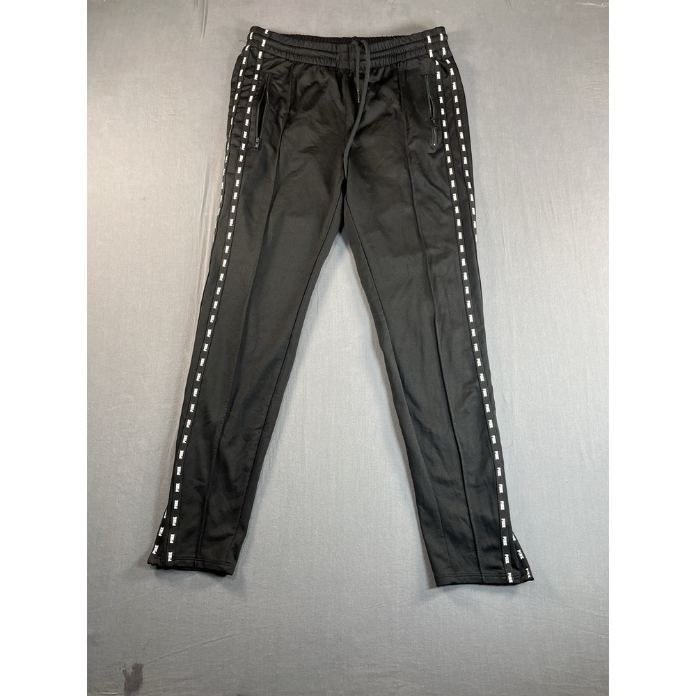Pink Active Black Jogger Athletic Jogging Pant Zip Ankle Elastic Waist Womens M